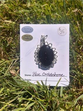 Sterling Silver Blue Goldstone Pendant